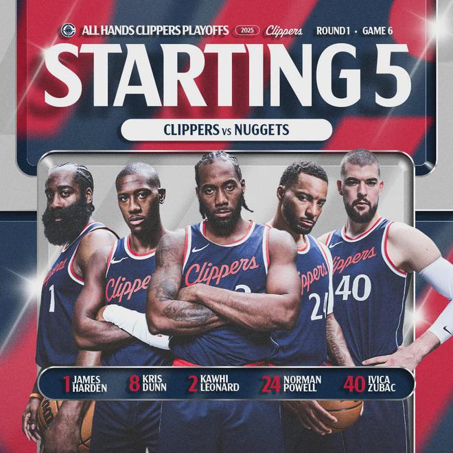 5月2日NBA季后赛西部首轮G6：快船掘金激战，哈登保罗现场观战
