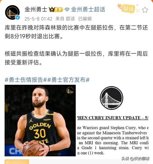 勇士队好消息库里或本轮回归，坏消息至少撑到第六场